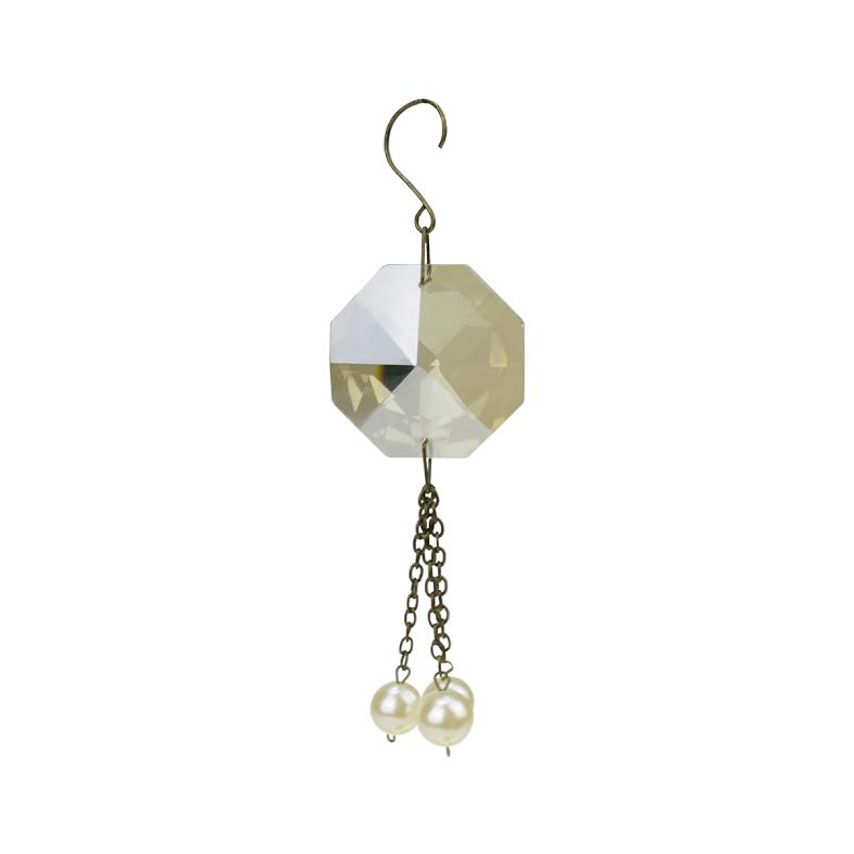 Napa Home &#x26; Garden 6.75&#x22; Gold Vintage Crystal and Pearl Dangling Tassel Christmas Ornament