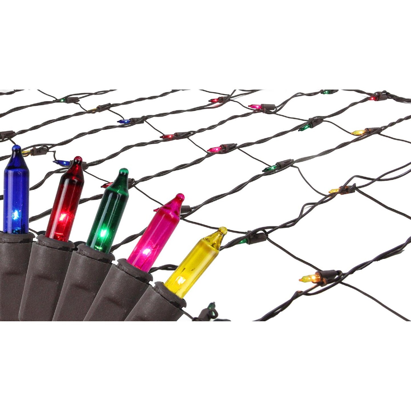 Northlight 2&#x27; x 8&#x27; Multi-Color Mini Net Style Christmas Lights - Brown Wire