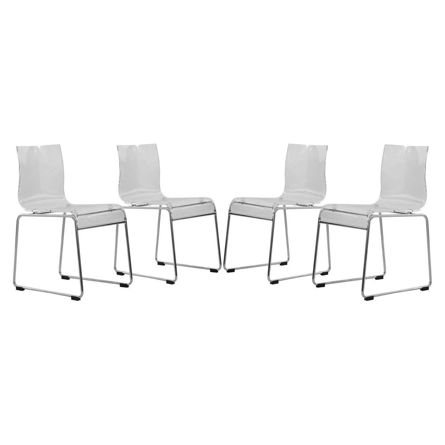 LeisureMod Lima Modern Acrylic Chair, Set of 4