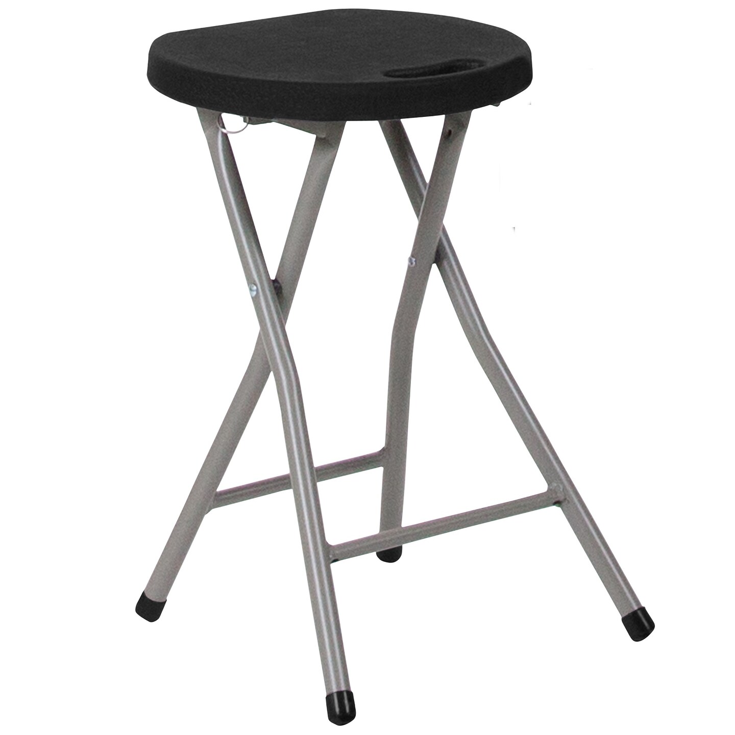 Flash Furniture Set of 2 Gray Frame Foldable Stool with Black Seat 18”