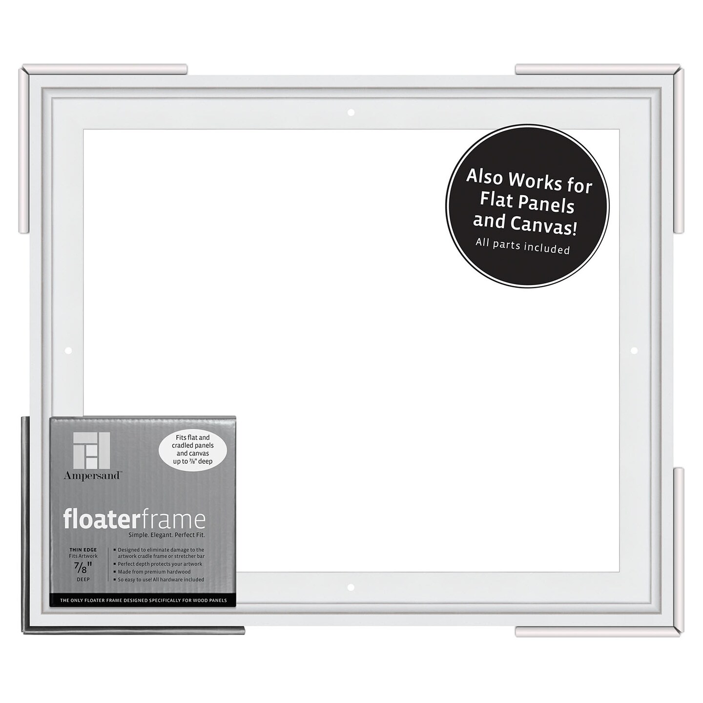 Ampersand Art Floaterframe, Thin Edge, 7/8&#x22; Depth, 11&#x22; x 14&#x22;, White