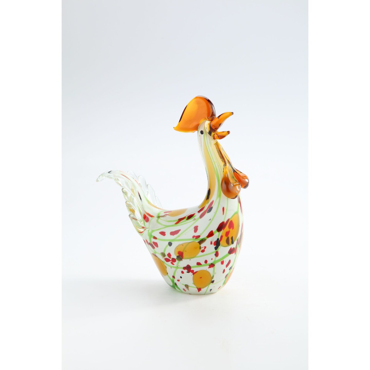 CC Home Furnishings 9.5" Multi-Color Hand Blown Glass Chicken Figurine