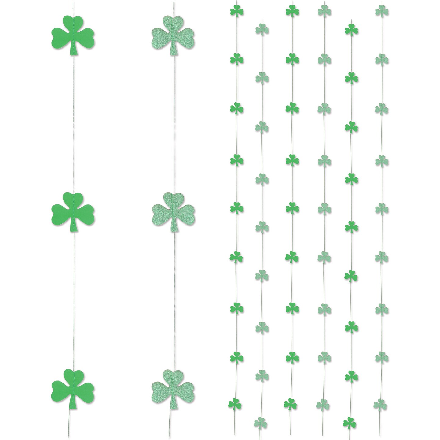 Beistle Club Pack of 72 St. Patrick&#x27;s Day Shamrock Stringers Hanging Decorations  6&#x27;