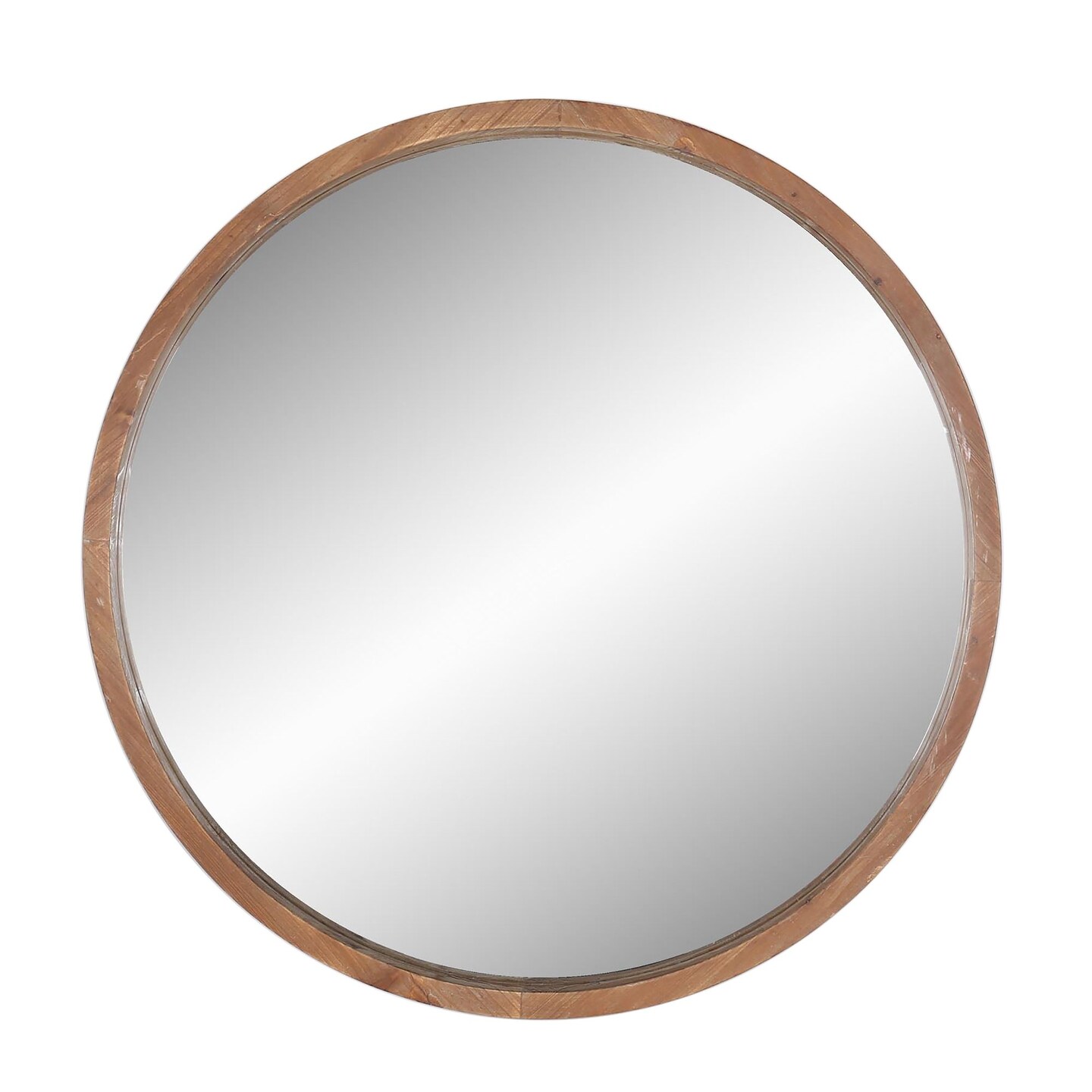 Kingston Living Round Framed Wall Mirror - 32&#x22; - Brown