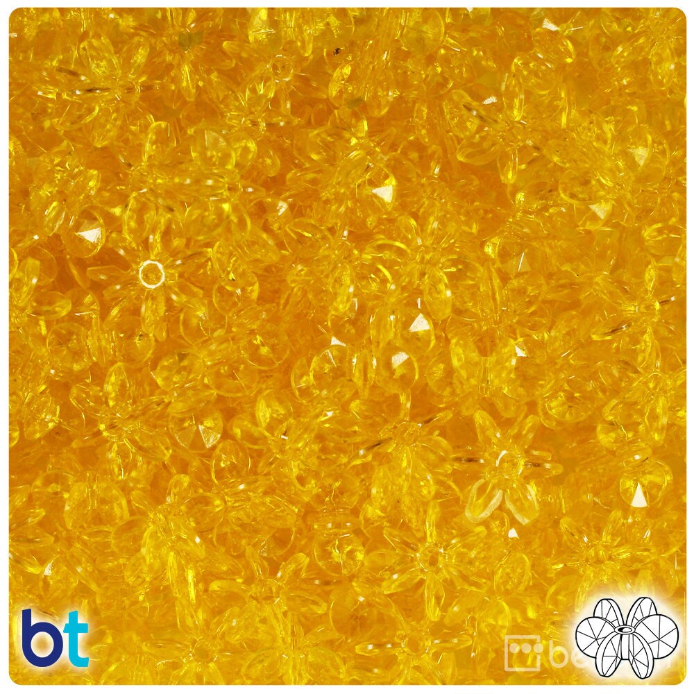 BeadTin Dark Yellow Transparent 12mm SunBurst Plastic Craft Beads (450pcs)