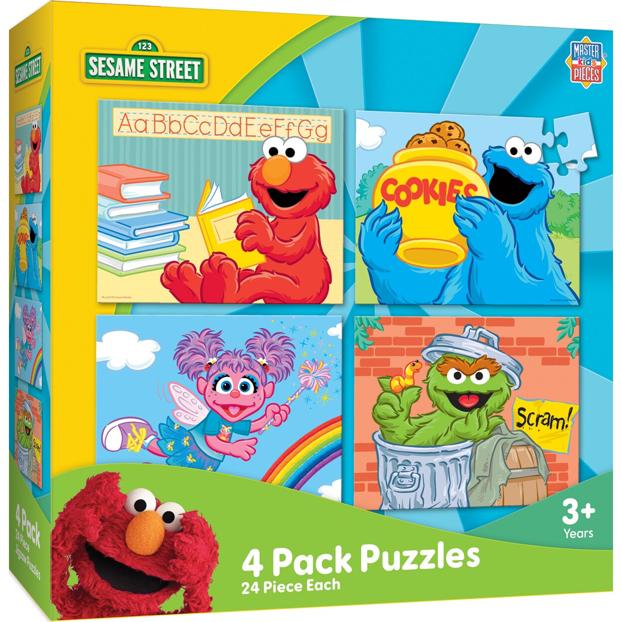 MasterPieces   Puzzle Set - 4-Pack 24 Piece Jigsaw Puzzle for Kids - Sesame Street 4-Pack - 8&#x22;x10&#x22;