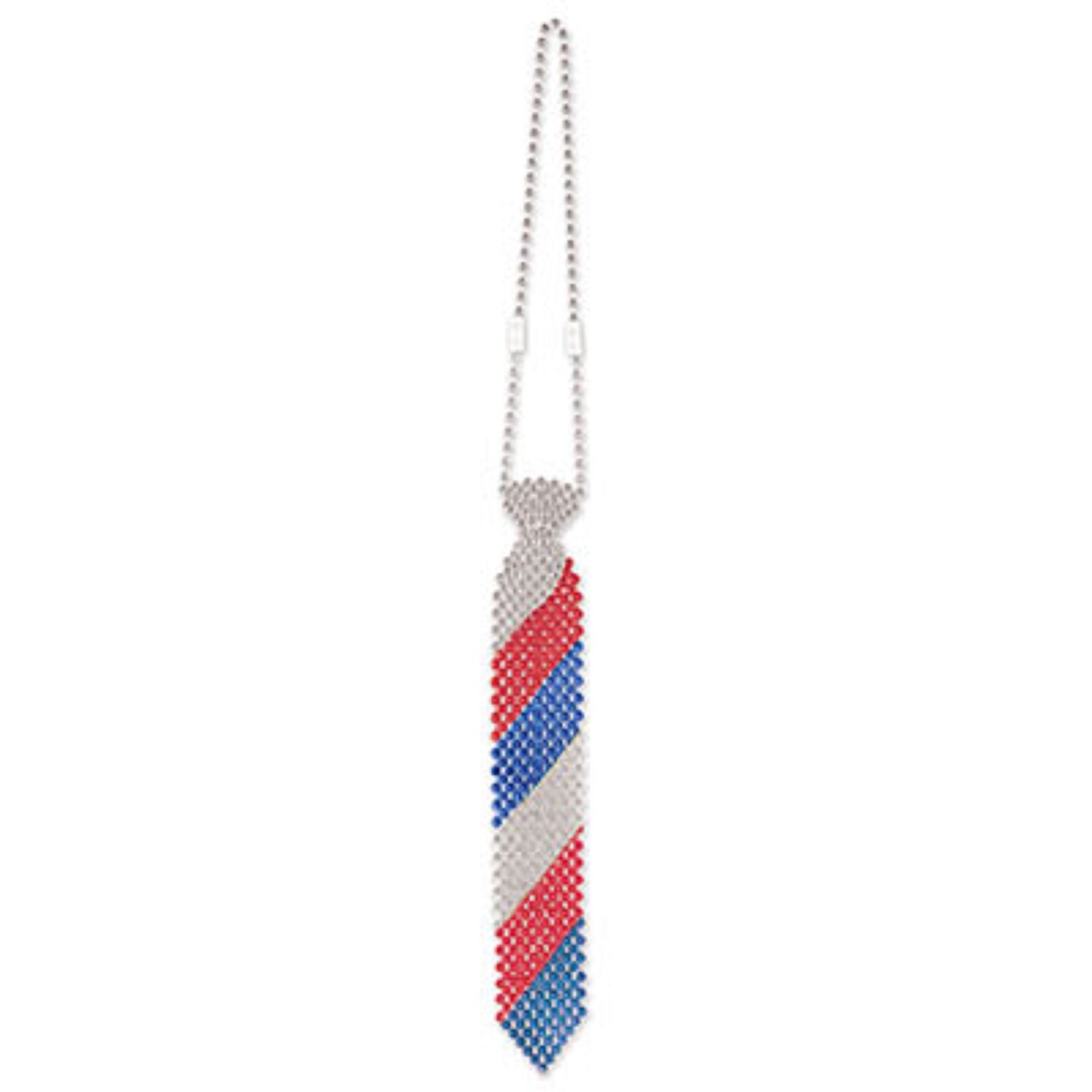 Beistle Pack of 12 Red, White and Blue Beaded Patriotic Novelty Neck Tie Costume Accessory 13"