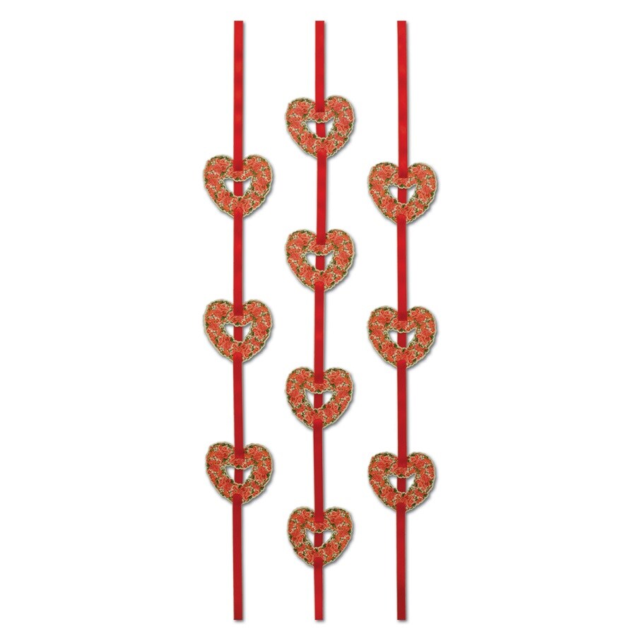 Beistle Club Pack of 36 Valentine Themed Floral Heart Ribbon Stringer Hanging Party Decorations 4&#x27;