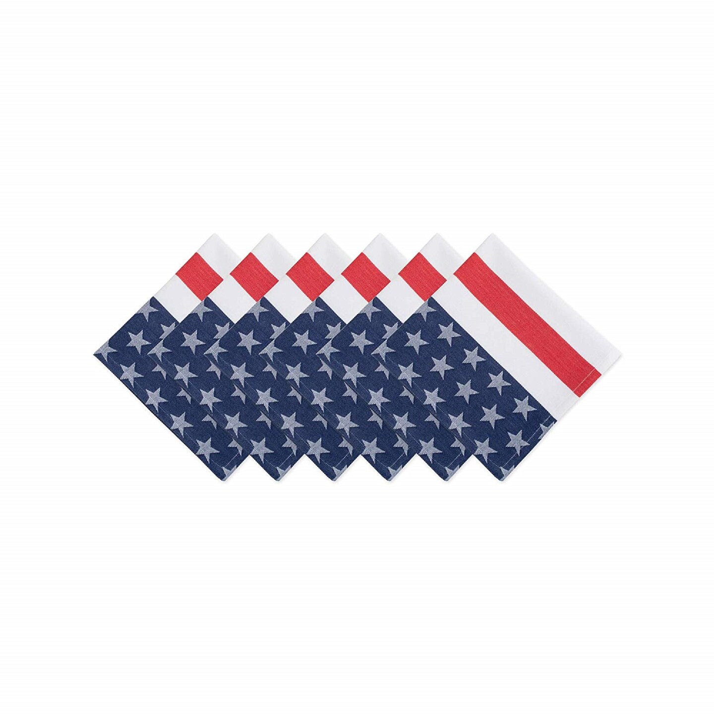 Contemporary Home Living Set of 6 Red and Blue US Flag Designed Over-Sized Square Napkins 20&#x22;