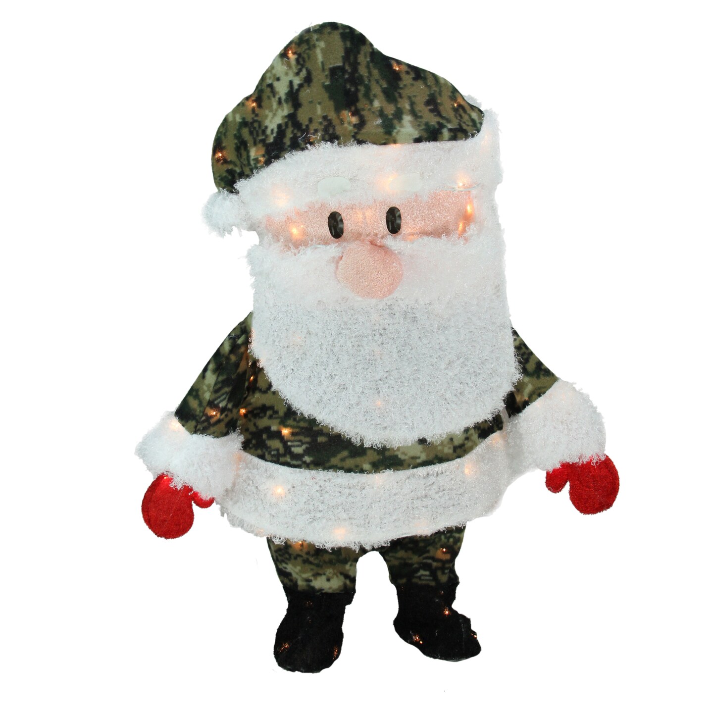 Product Works 32&#x22; Pre-Lit Lane Camo Santa Claus Christmas Outdoor Decor - Clear Lights