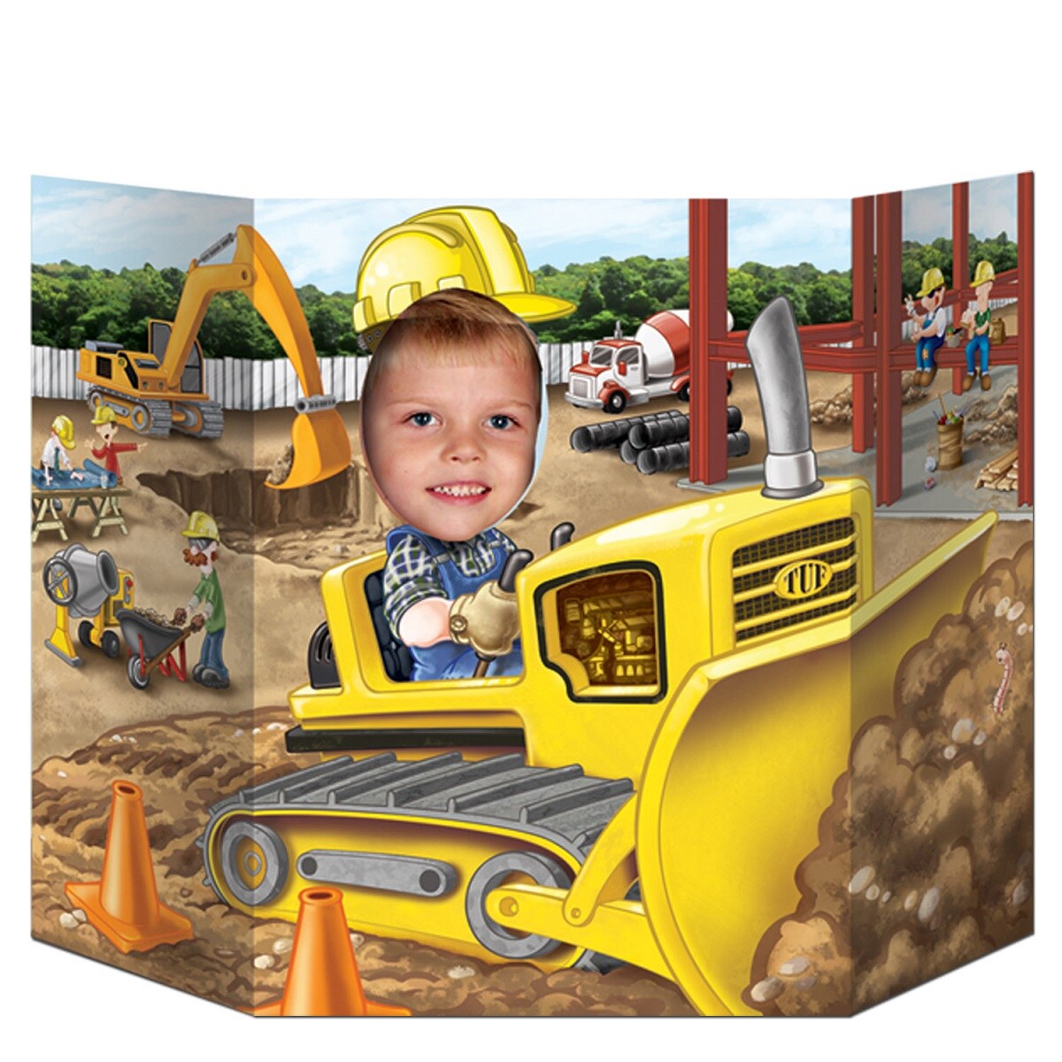 Party Central Pack of 6 Vibrantly Colored Construction Bulldozer Truck Photo Prop Decors 37&#x22;