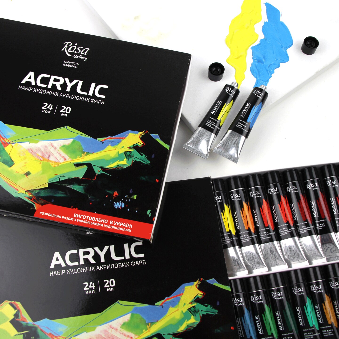 Acrylic paint set of 24 20 ml/0.68 oz, ROSA Gallery