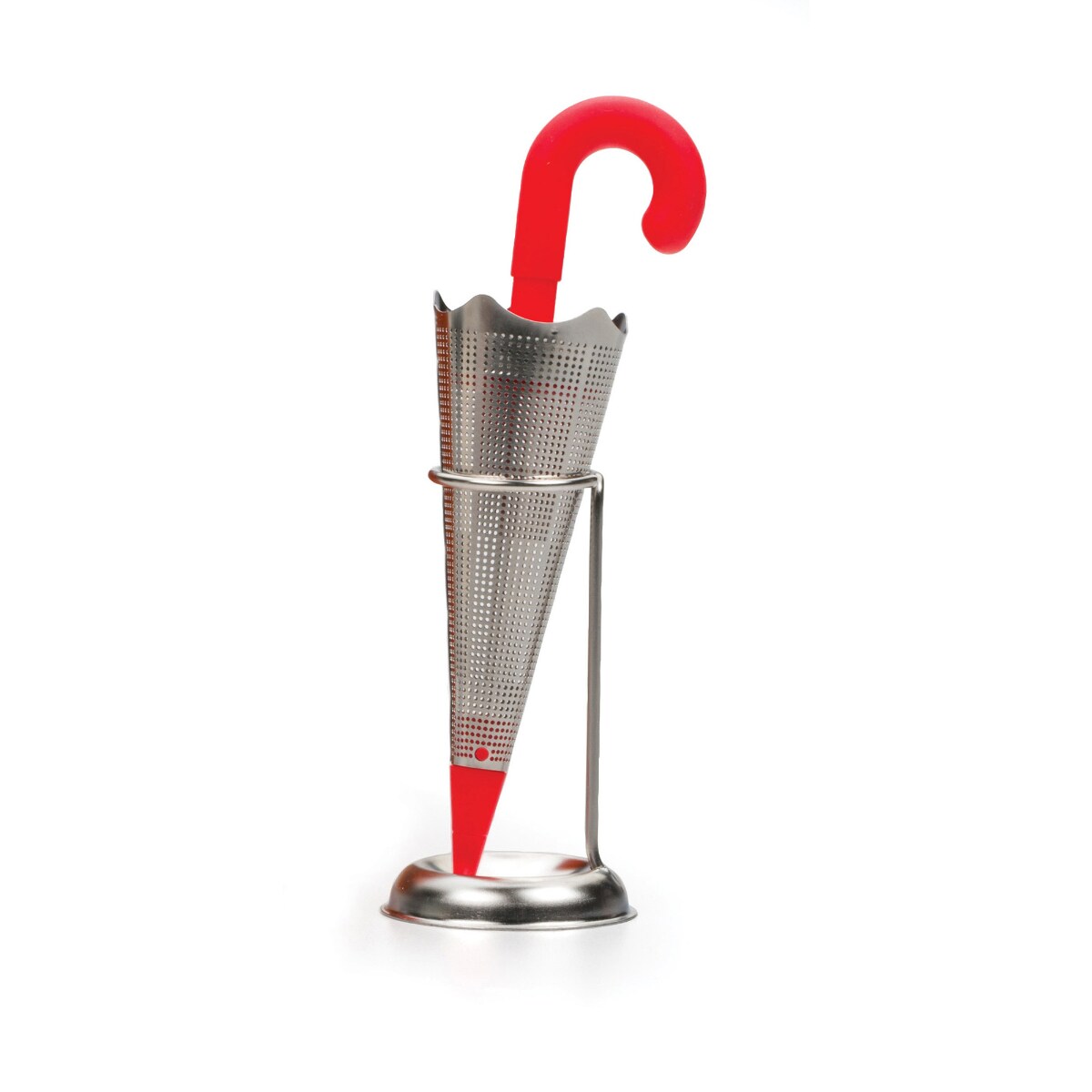 Contemporary Home Living Umbrella Shaped Tea Infuser - 5.25" - Silver and Red