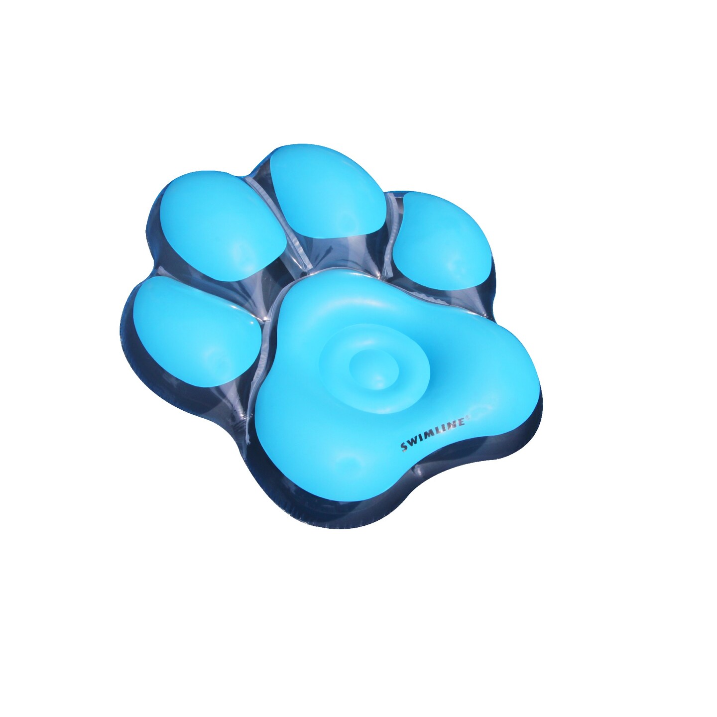 Swim Central 61&#x22; Inflatable Blue Pawprint Island Swimming Pool Float