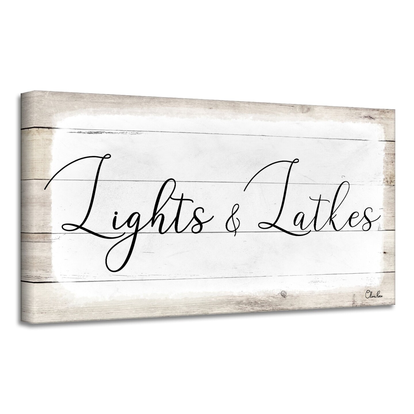 Crafted Creations Beige and White 'Lights and Latles II' Rectangular Canvas Wall Art Decor 18" x 36"