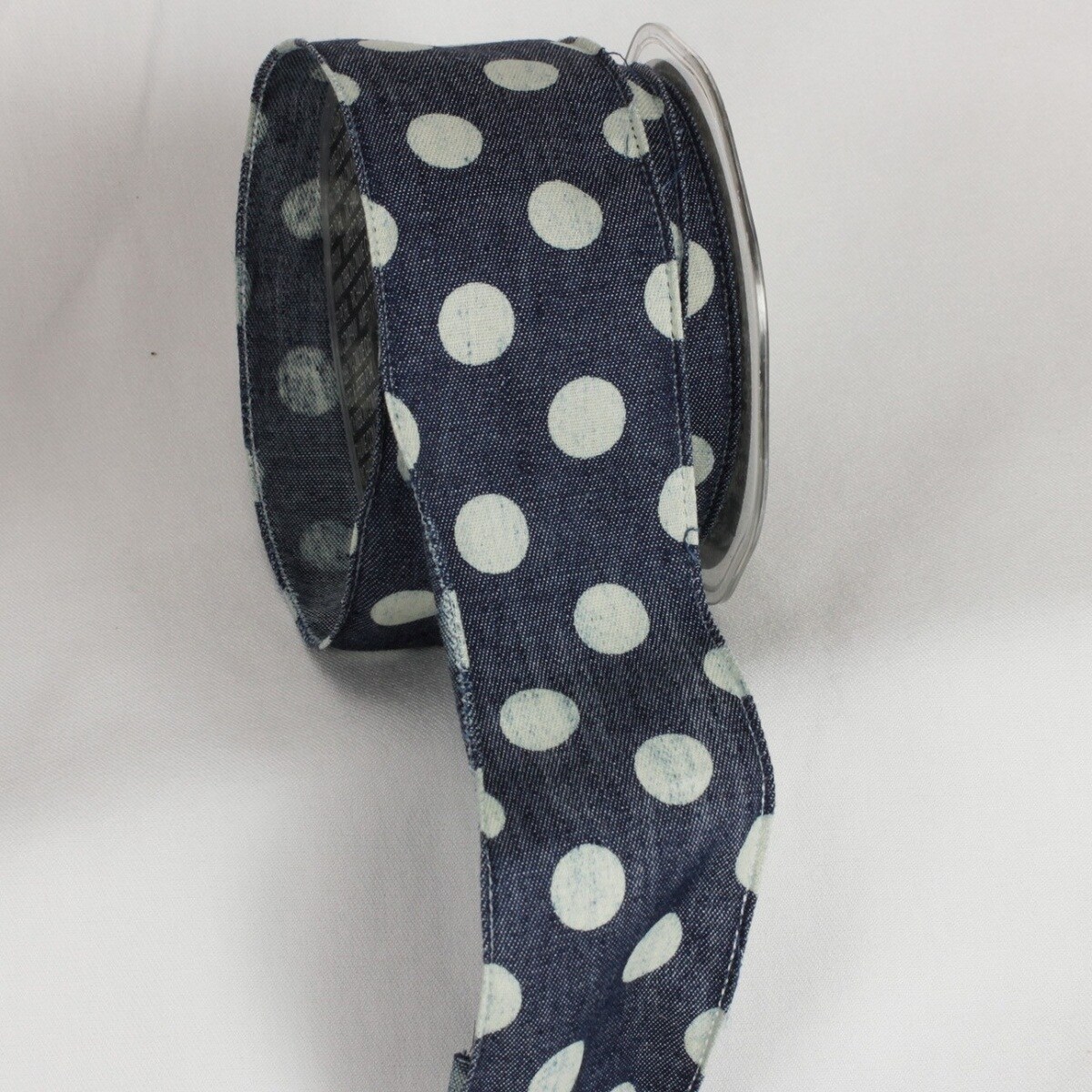 The Ribbon People Blue and White Polka Dots Wired Craft Ribbons 2" x 40 Yards