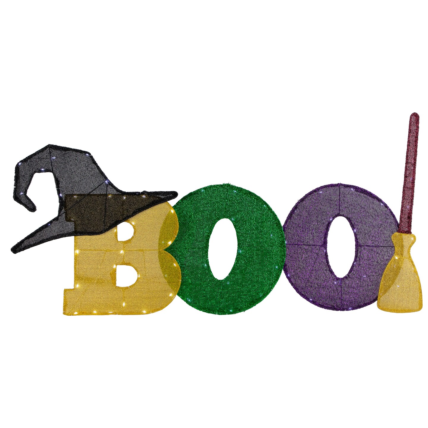 Northlight LED Lighted Tinsel &#x22;Boo&#x22; Outdoor Halloween Decoration - 50&#x22; - White Lights