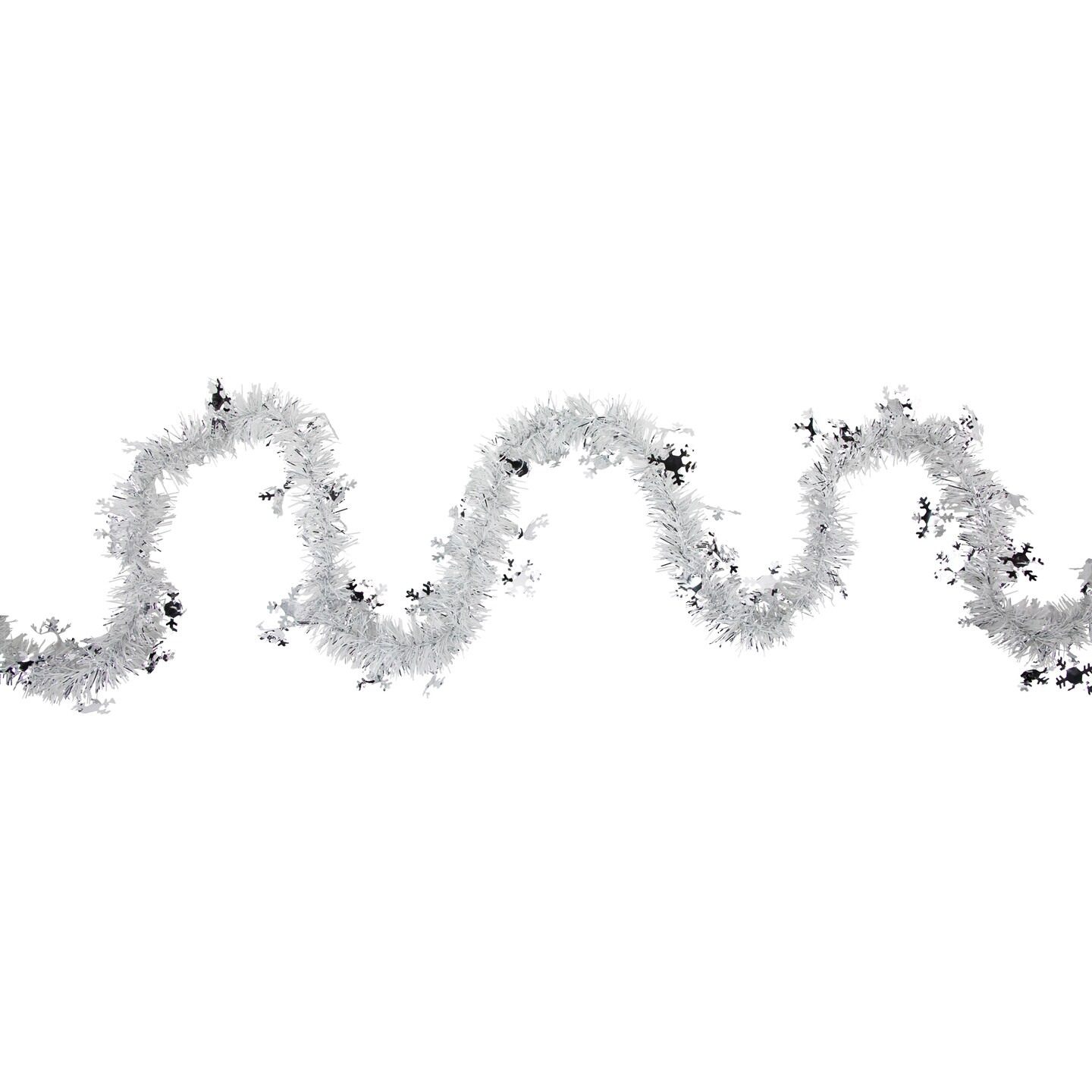 Northlight Commercial Christmas Tinsel Snowflake Garland - 50" x 2' - White and Silver - Unlit