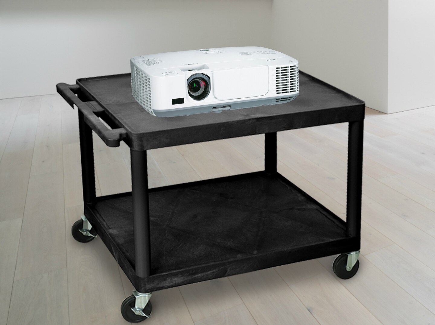 Luxor Office Multipurpose AV Utility Carts with 2 Shelves, Black