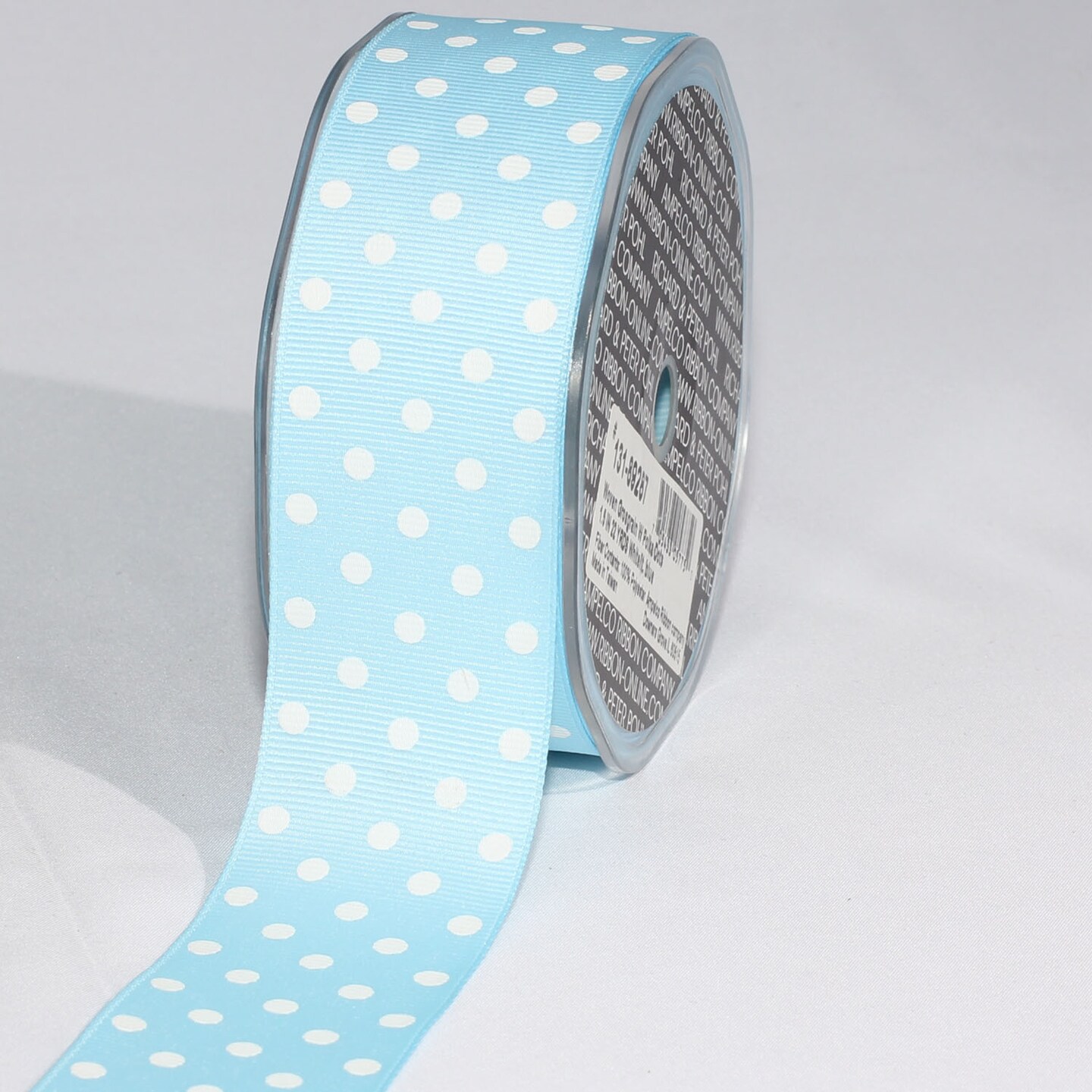 The Ribbon People Light Blue and White Polka Dotted Grosgrain Craft Ribbon 1.5&#x22; x 88 Yards