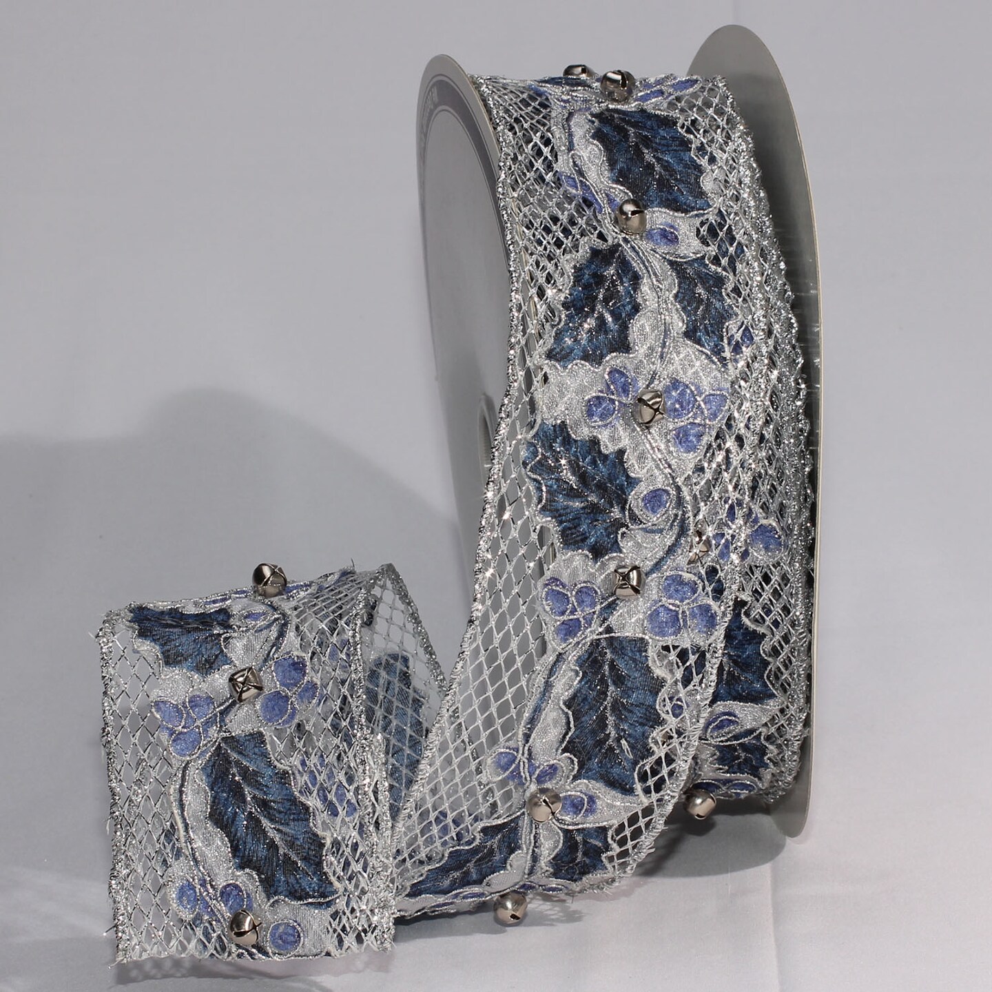 The Ribbon People Blue and Silver Ivy Bells Sheer Wired Craft Ribbon 2.