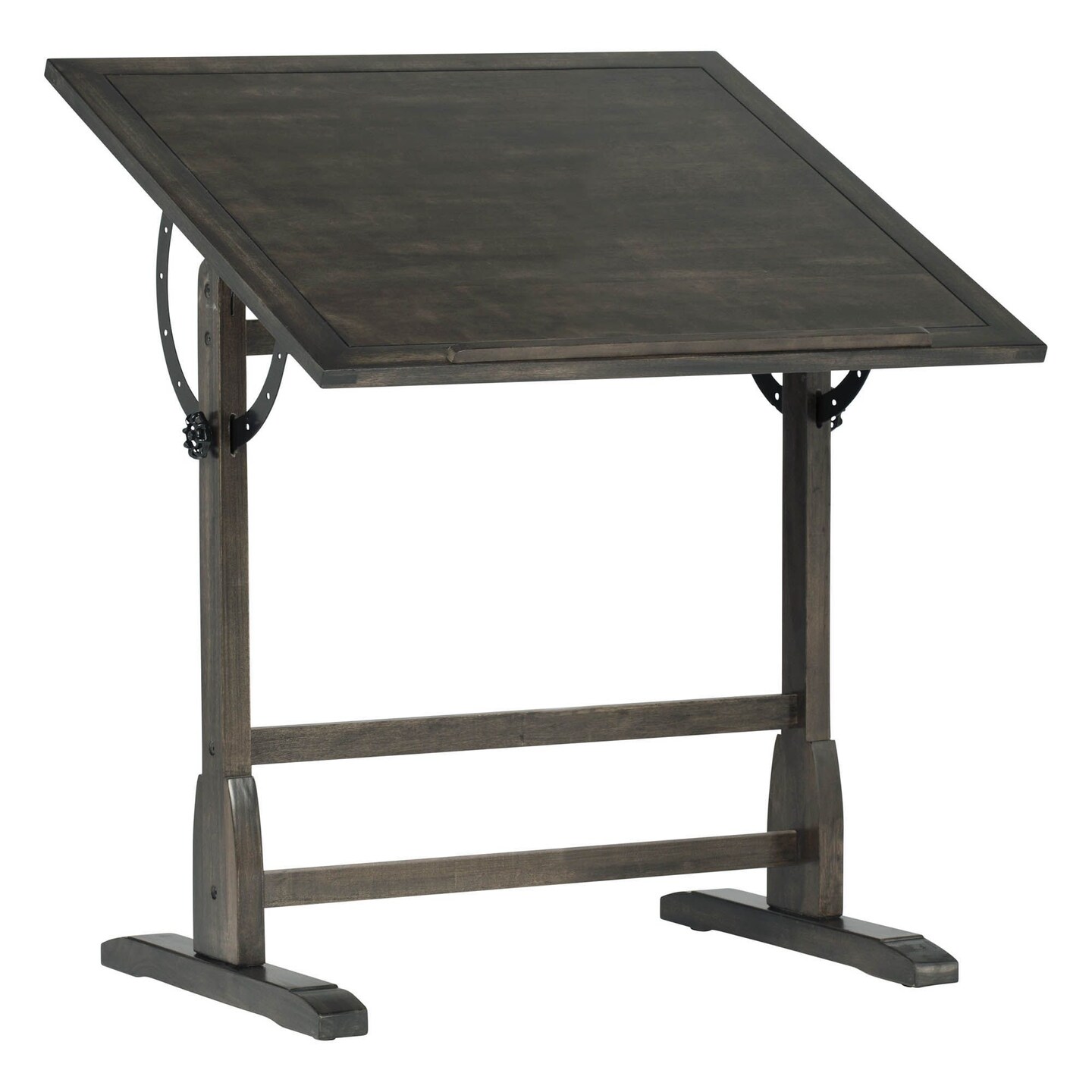 Vintage Solid Wood Drawing, Drafting Table with 36" Adjustable Tilting Top - Distressed Black