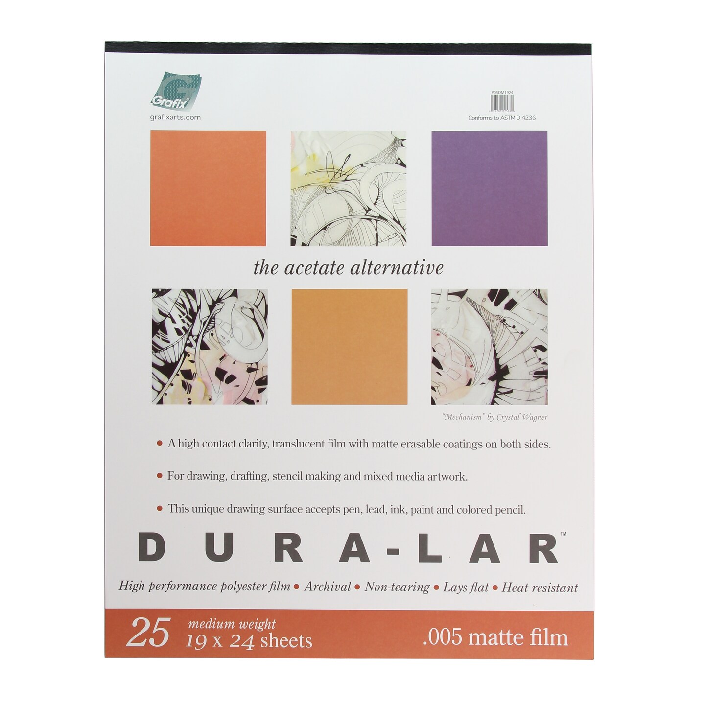 Grafix Dura-Lar Pad, 25 Sheets, .005mm, Matte, 19&#x22; x 24&#x22;