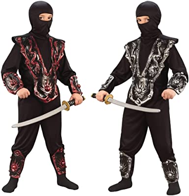 Fun World Boys Silver and Black Ninja Fighter Halloween Costume - Small
