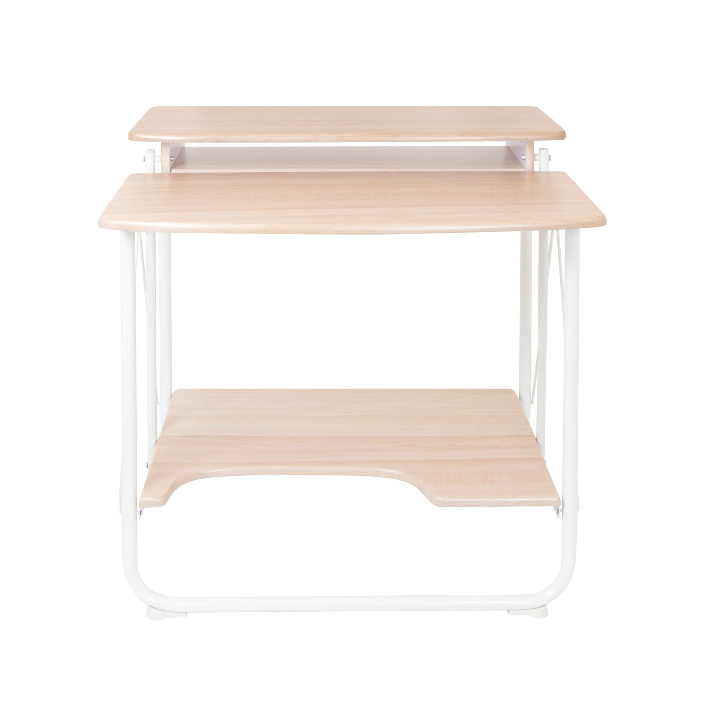 Stow Away Folding Desk with Shelves - White / Maple