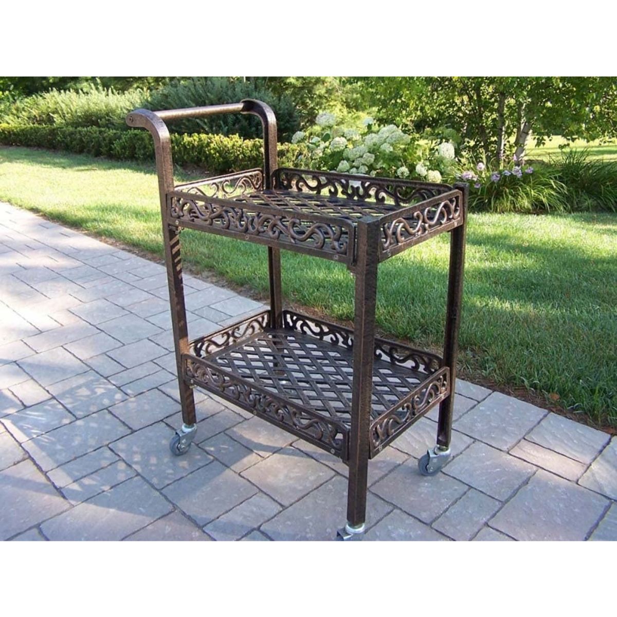 Outdoor Living and Style 38&#x22; Aluminum Outdoor Furniture Patio Service Cart
