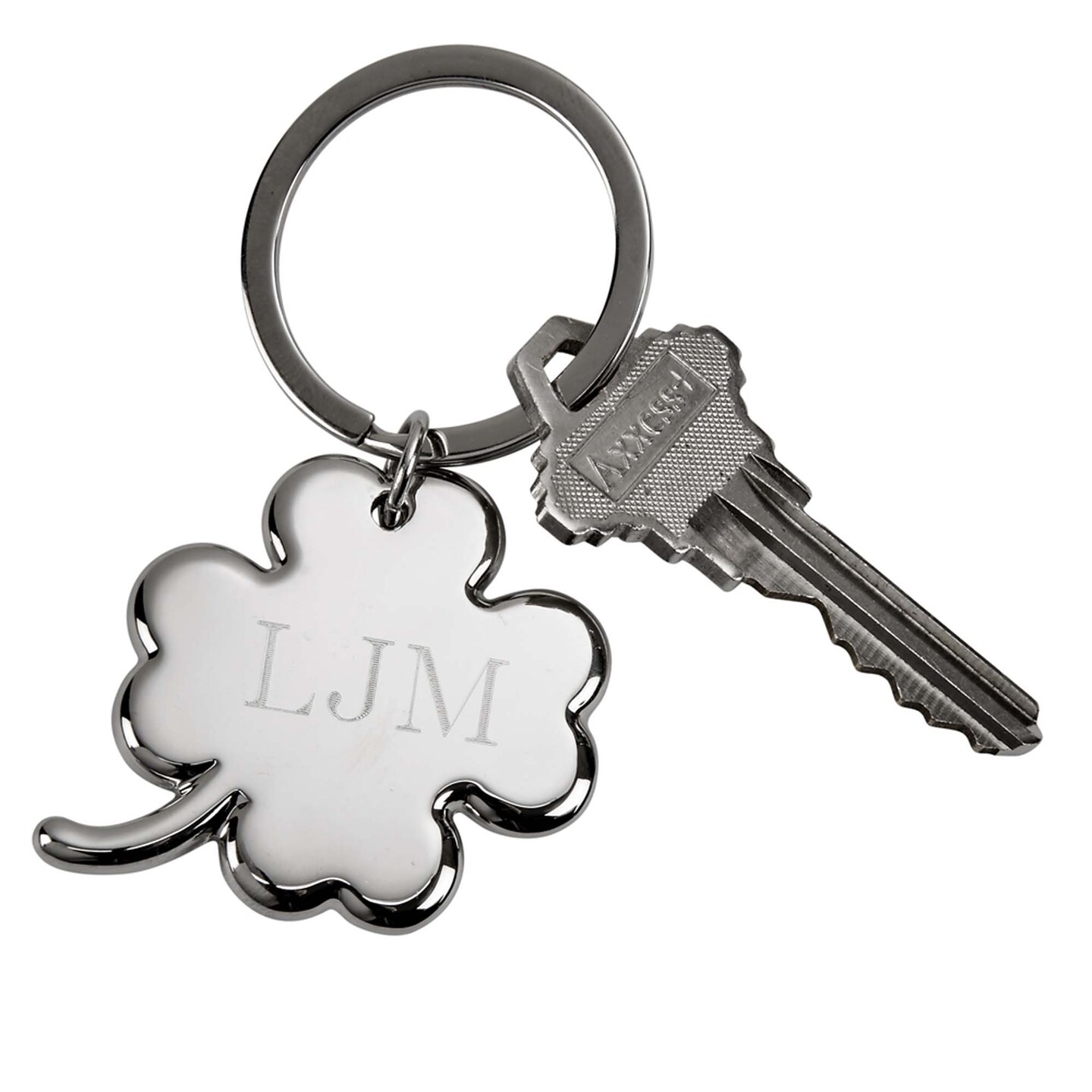 Contemporary Home Living 3&#x22; 4 Leaf Clover Design Stainless Steel Key Chain