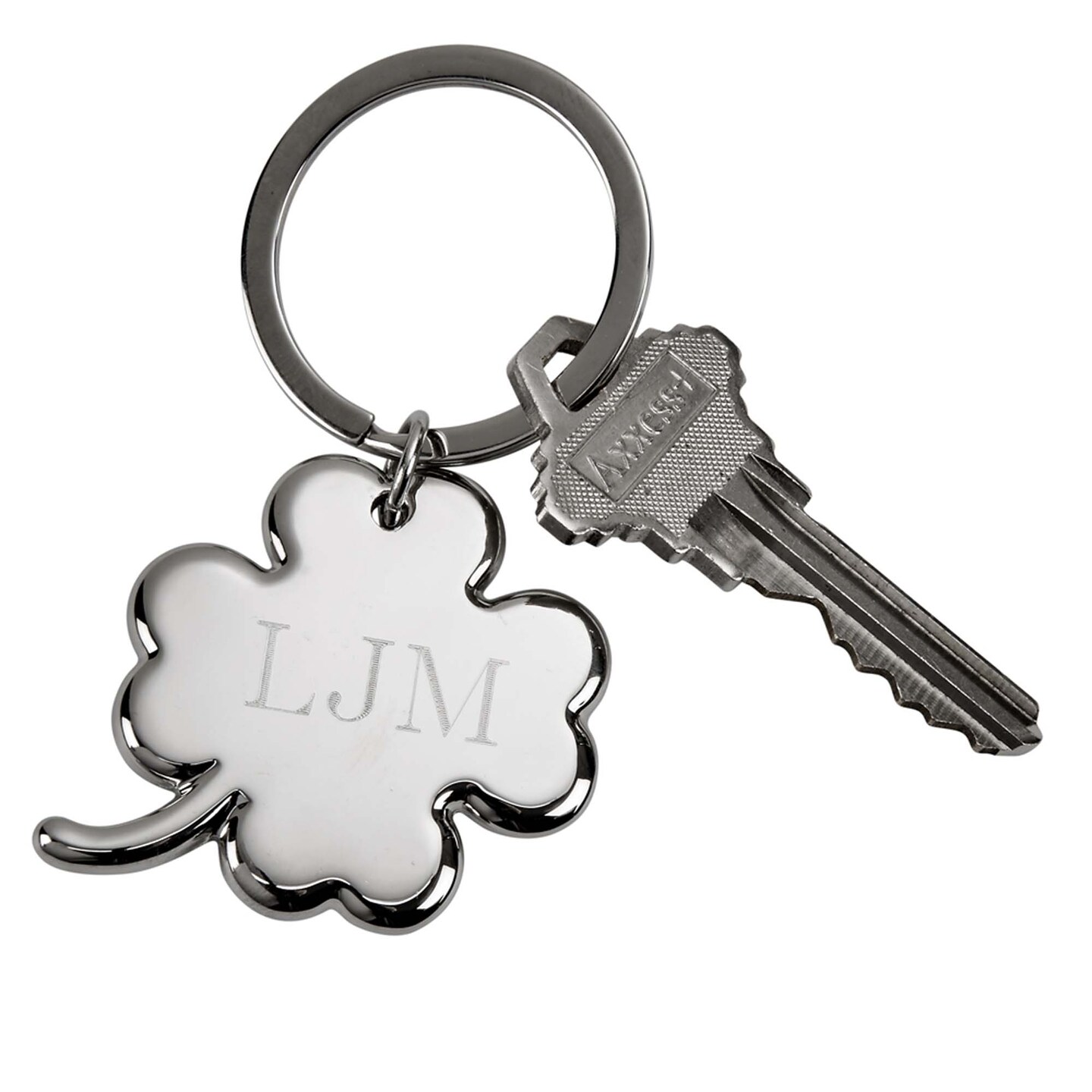 Contemporary Home Living 3" 4 Leaf Clover Design Stainless Steel Key Chain