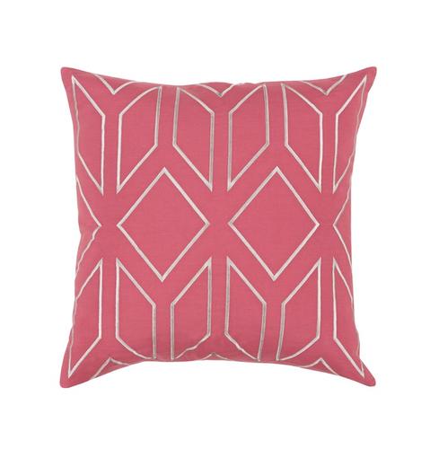CC Home Furnishings 18" Pink and Gray Geometric Diamond Square Throw Pillow - Down