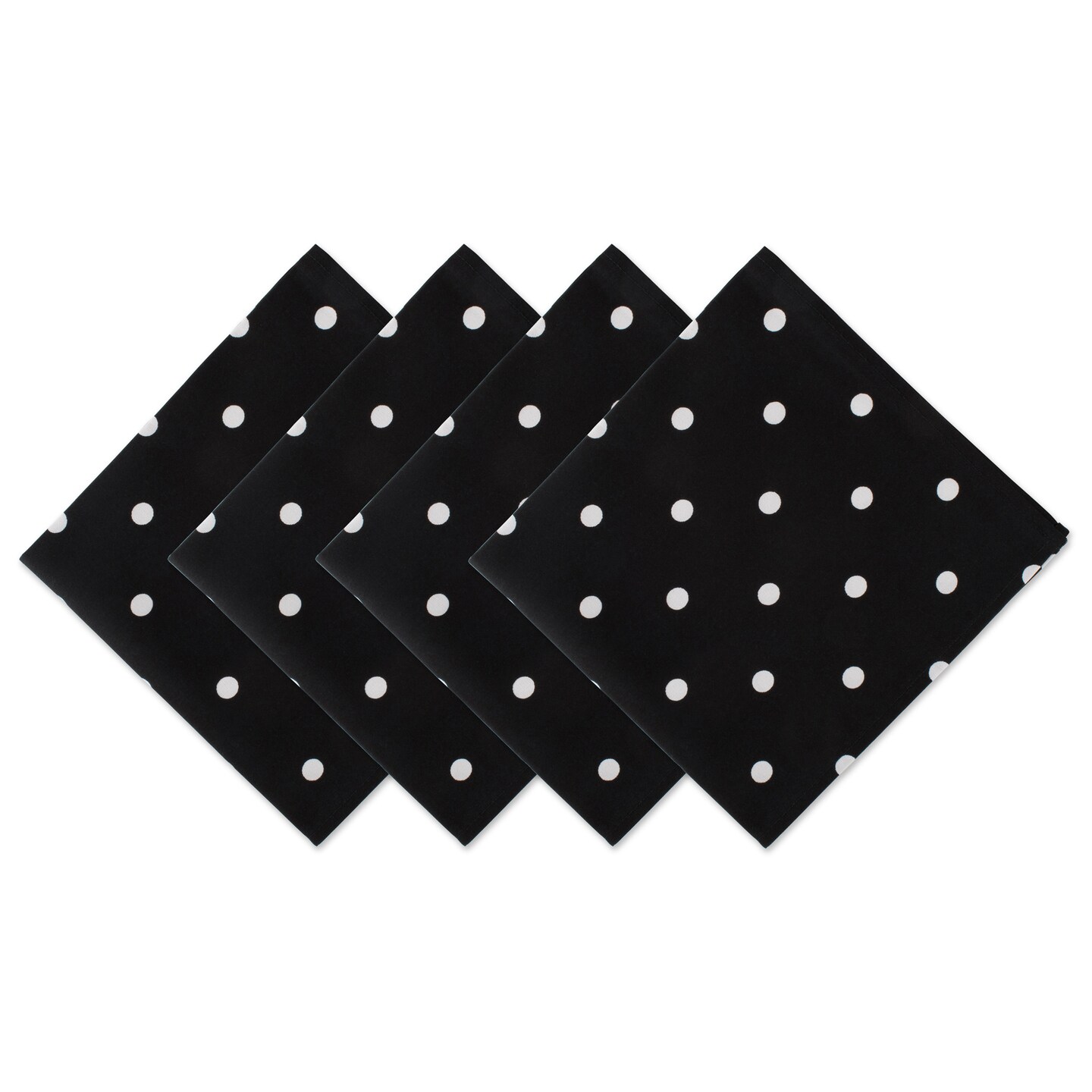 Contemporary Home Living Set of 4 Black and White Polka Dot Napkin, 18&#x22;