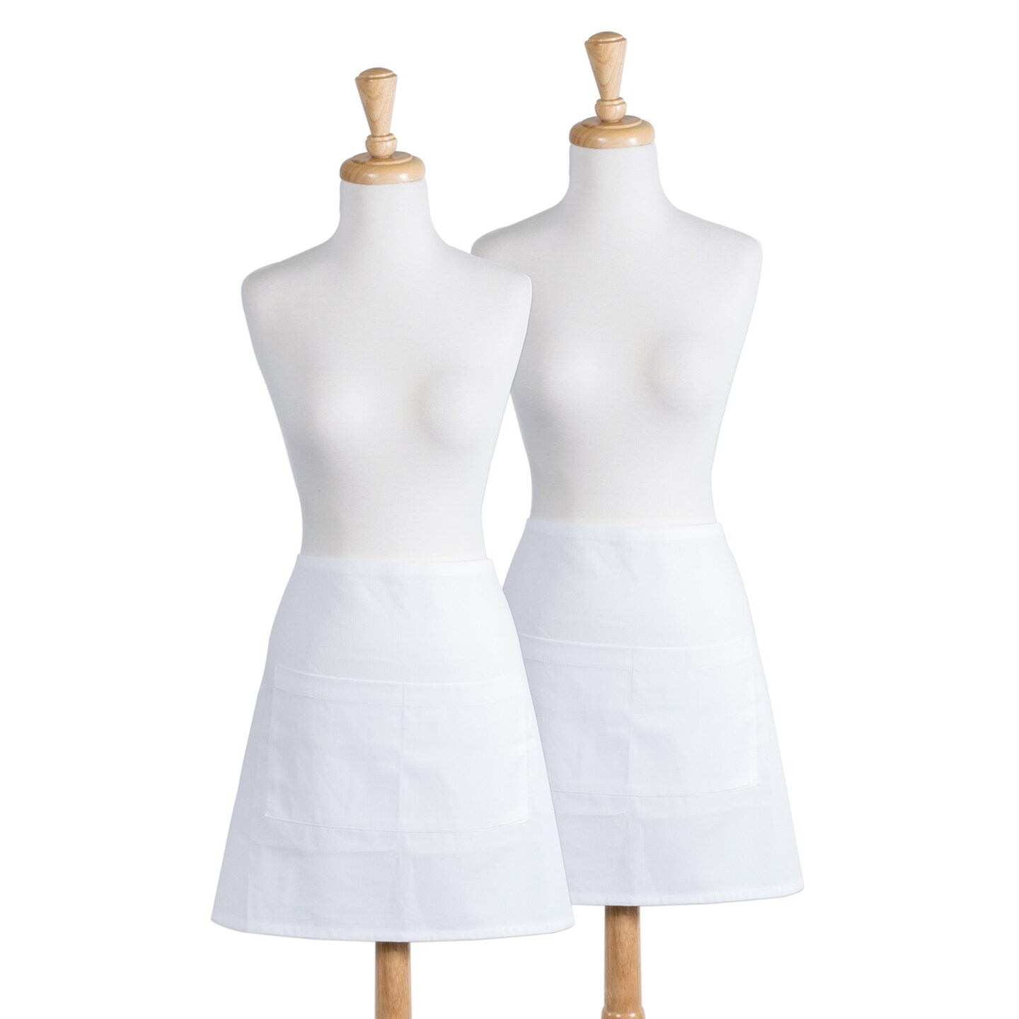CC Home Furnishings Set of 2 White Chef Kitchen Waist Aprons 28&#x22;