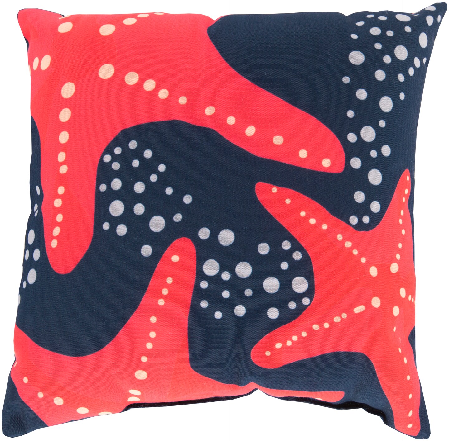 Tiwari Home 18&#x22; Navy Blue and Orange Starfish Contemporary Square Throw Pillow Cover