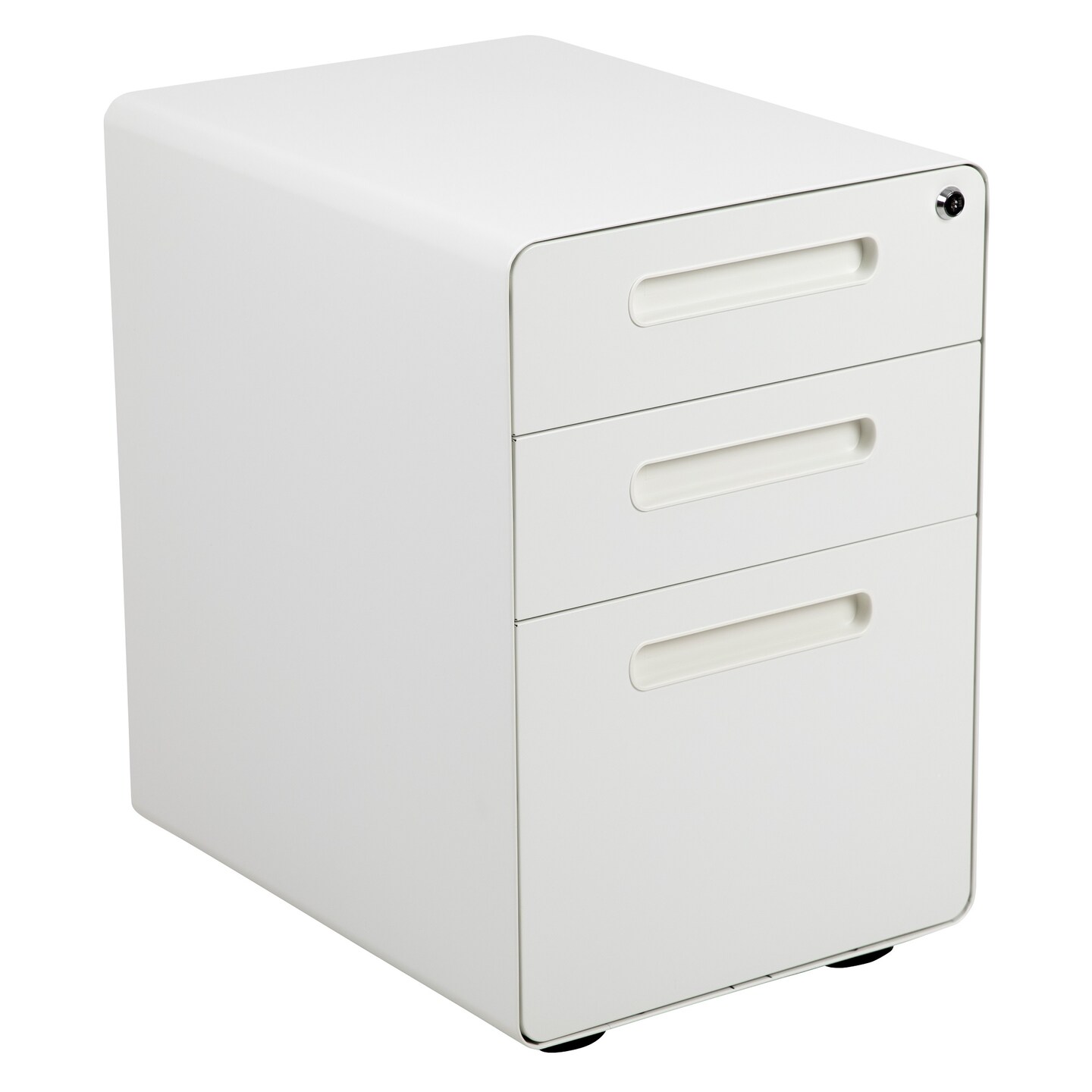 Flash Furniture 24" White Modern Mobile Locking Filing Cabinet with Anti-Tilt Mechanism and Hanging Drawer