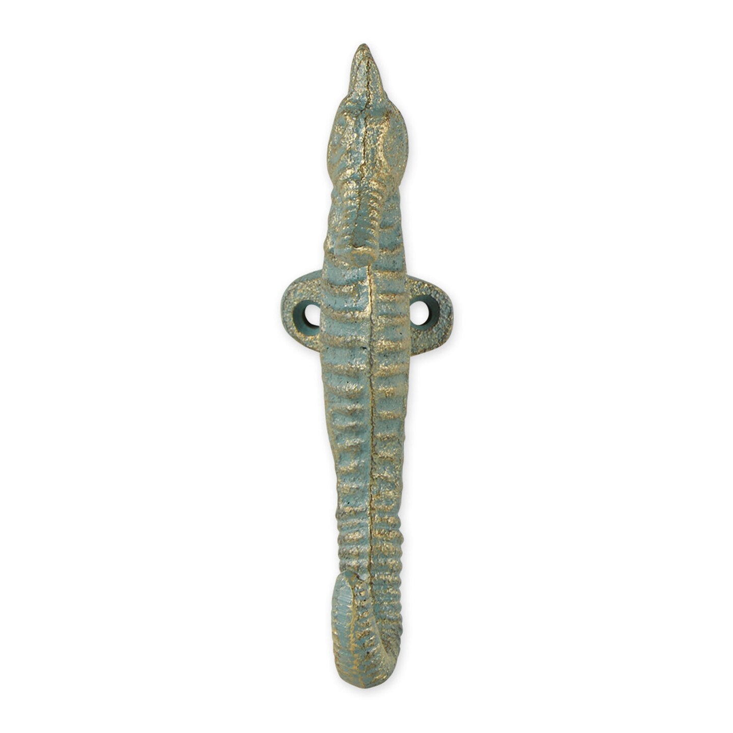 Accent Plus Home Decorative Cast Iron Aquamarine Seahorse Wall Hooks - Set of 2