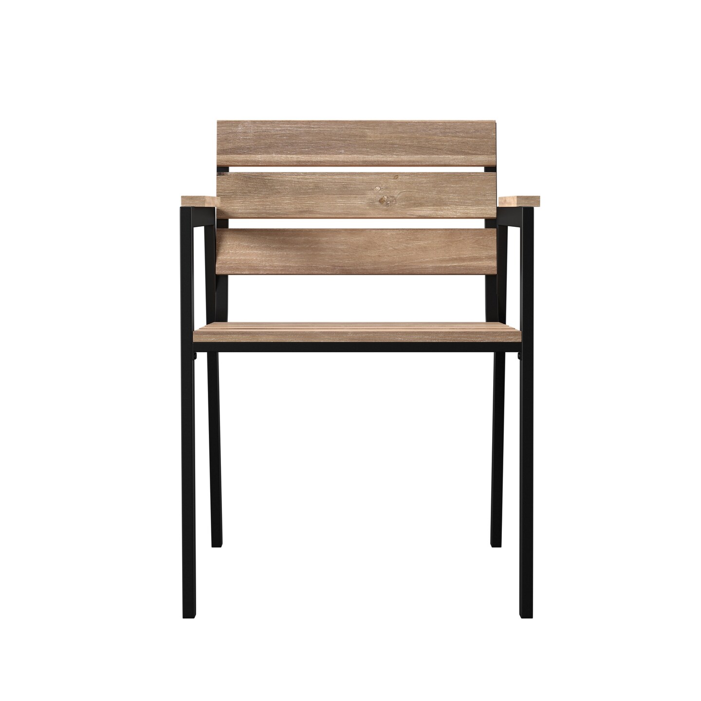 Southern Enterprises Set of 2 Brown and Black Home Furniture Collections Standlake Slatted Outdoor Chairs, 32&#x22;