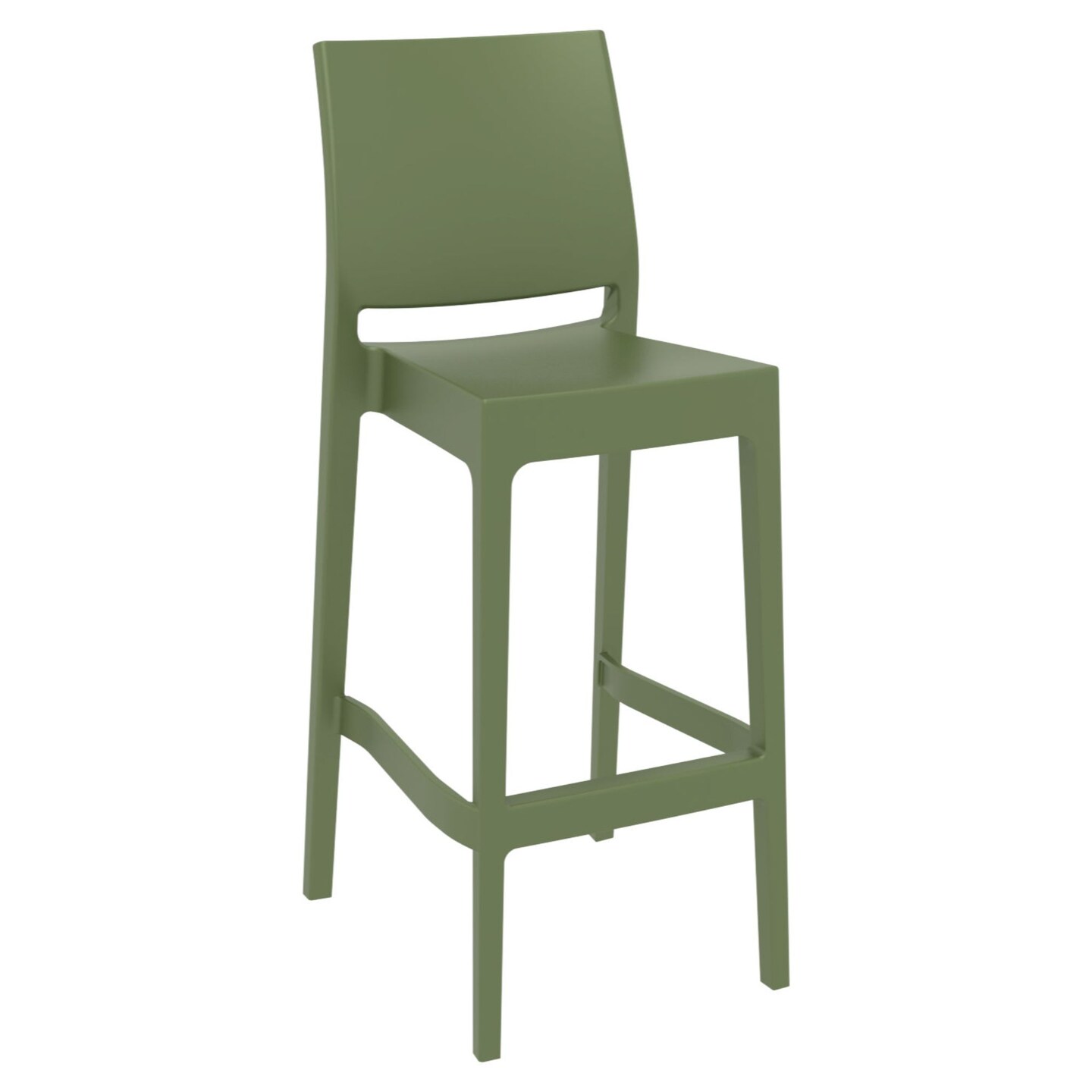 Luxury Commercial Living 42.5&#x22; Olive Green Solid Patio Bar Stool