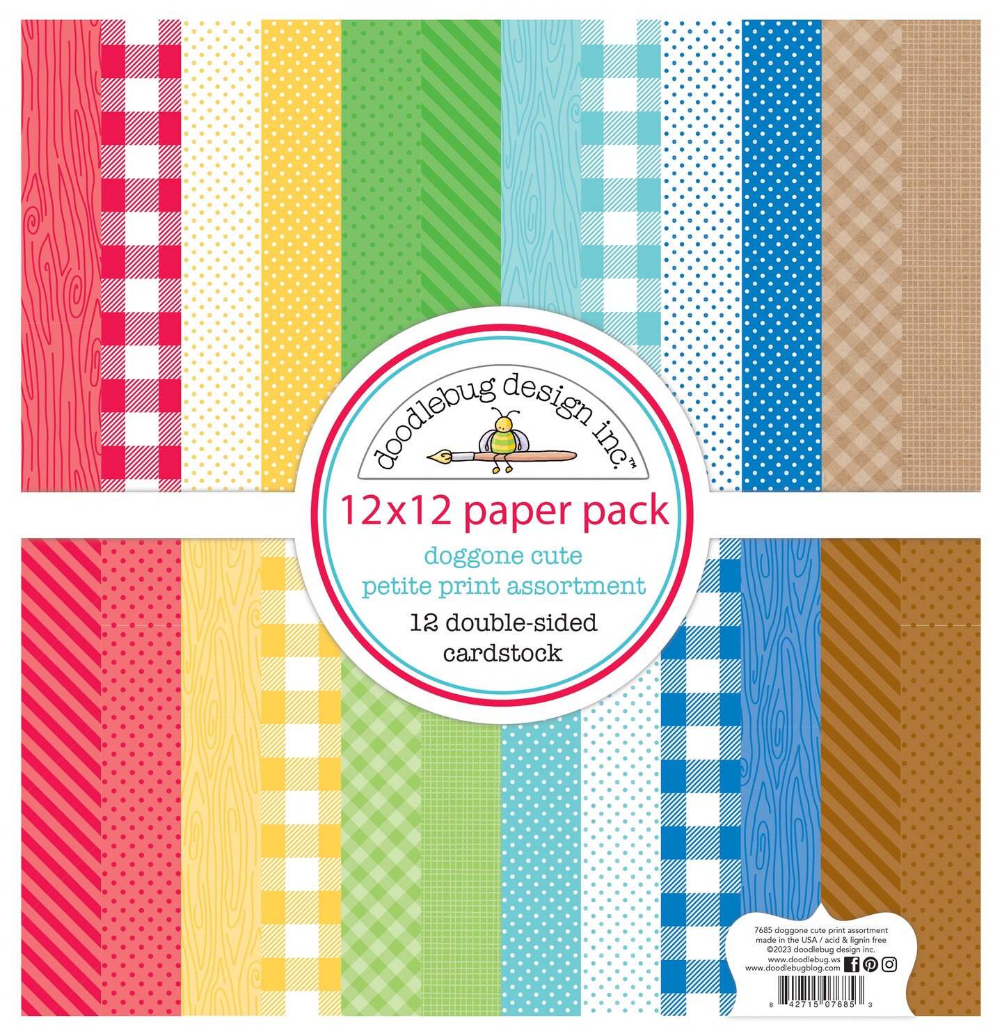 Doodlebug Petite Prints Double-Sided Cardstock 12X12 12/Pk-Sweet