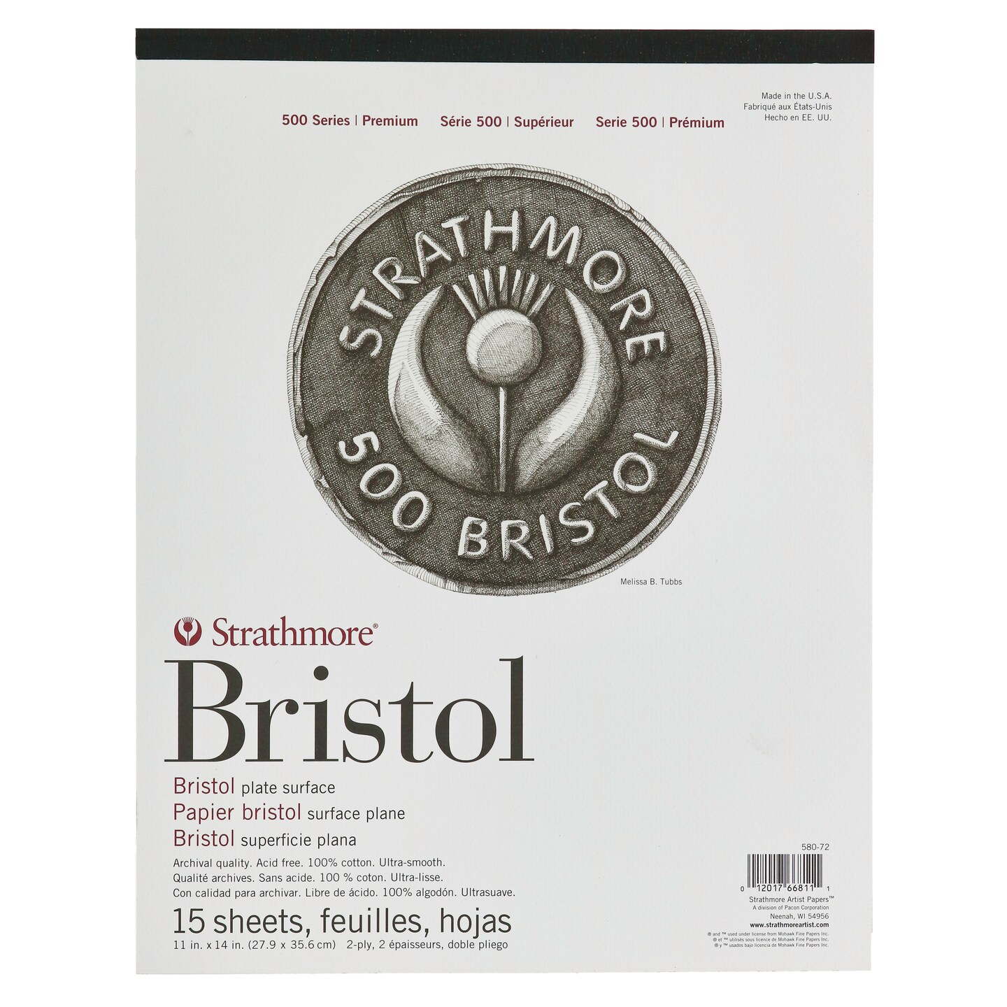 Strathmore - Bristol Paper Pad - 500 Series - 11&#x22; x 14&#x22; - Plate, 15 Shts./Pad
