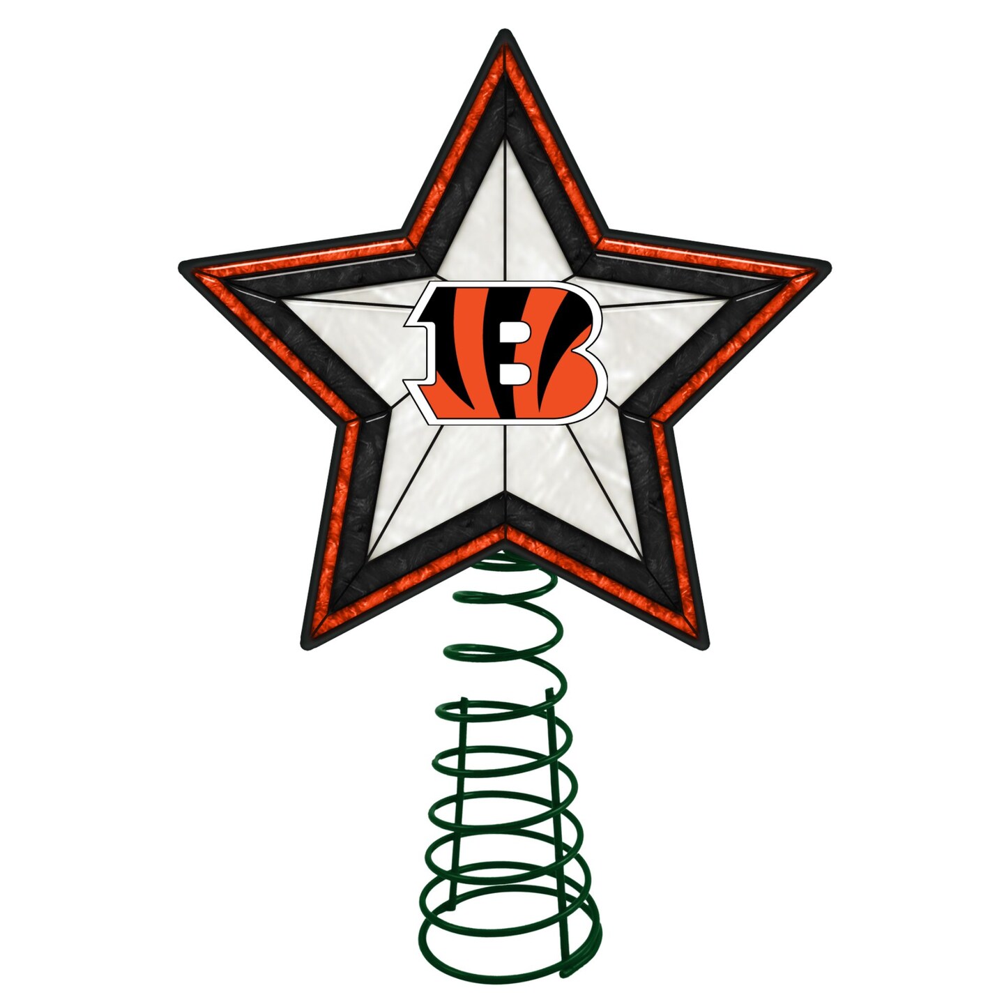 The Memory Company 10" Lighted Orange and Black Star NFL Cincinnati Bengals Christmas Tree Topper