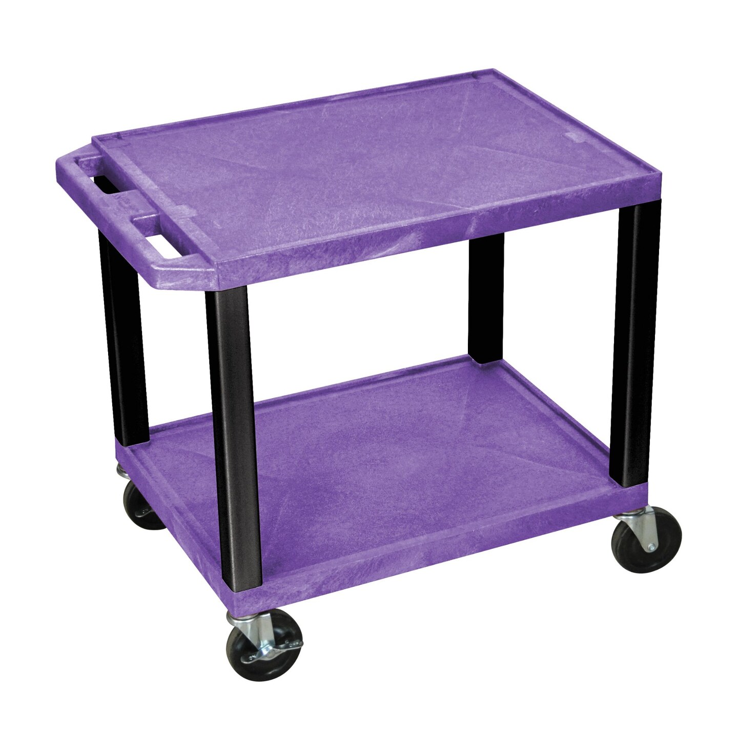 Luxor Office Multipurpose 26&#x22;H Two Shelves A/V Utility Cart - Purple/Black Legs