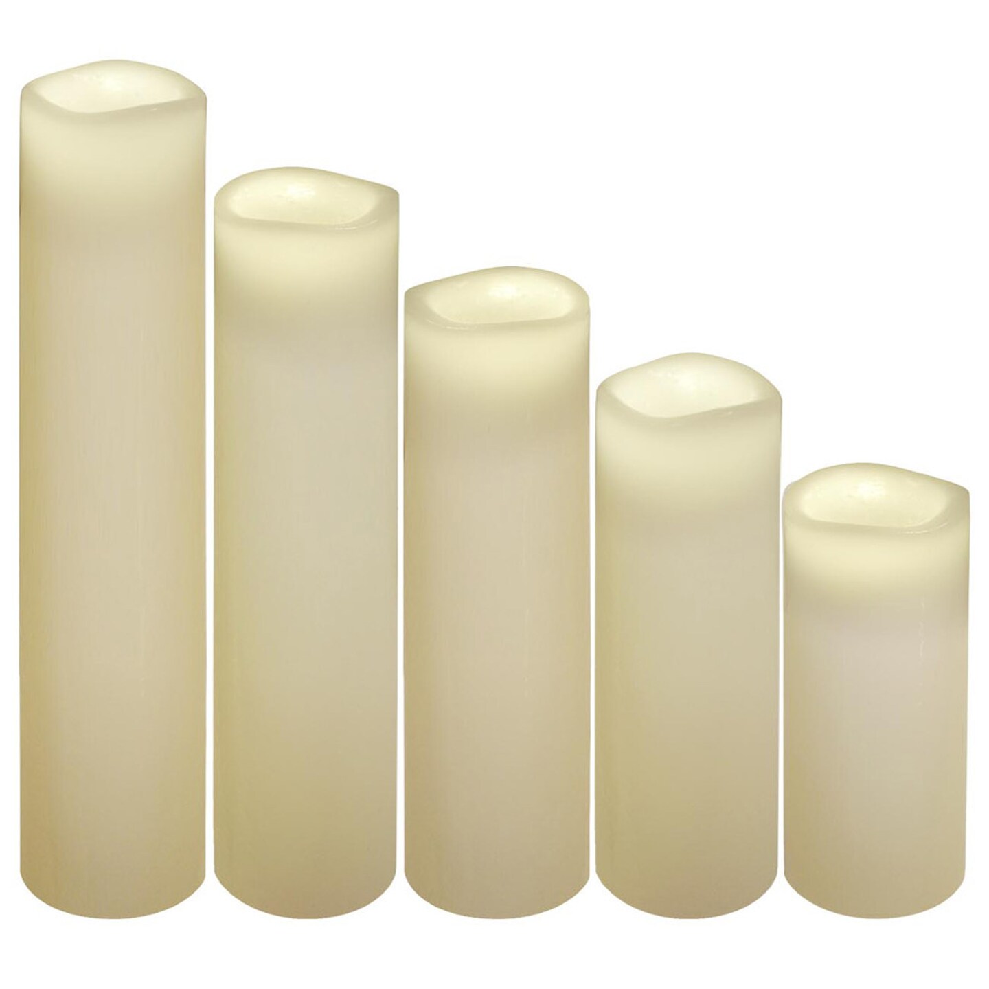 Brite Star Battery Operated Flameless Pillar Candles - 8" - White - Set of 5