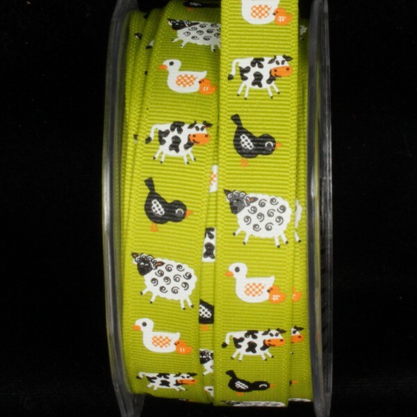 The Ribbon People Green and White Farm Wired Craft Ribbon 0.5&#x22; x 54 Yards