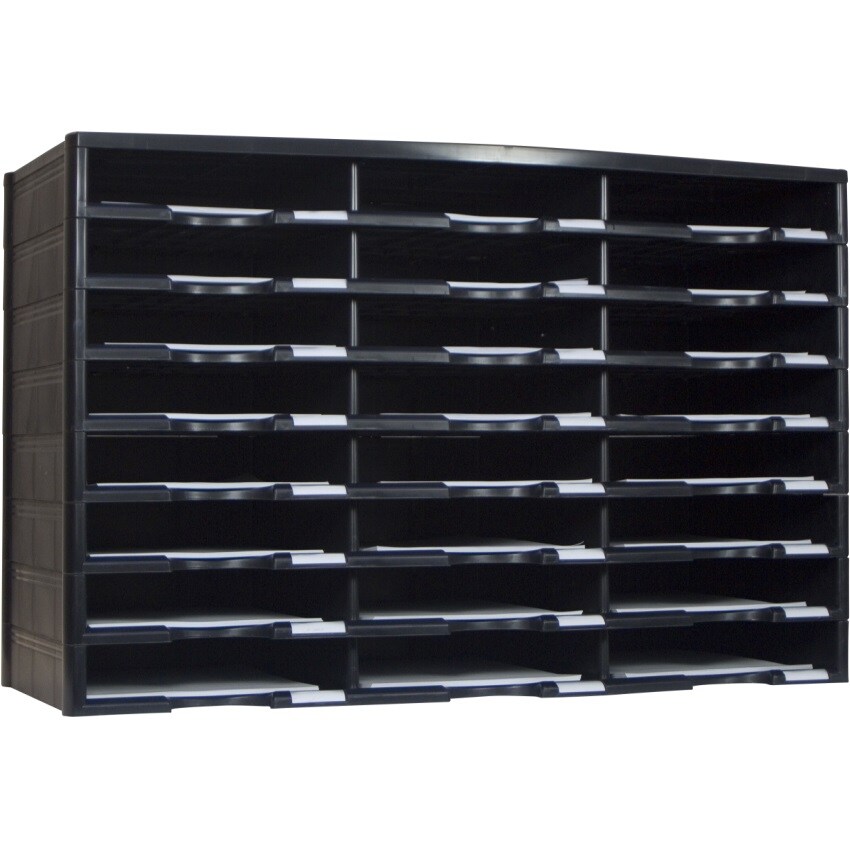 Storex 24-Compartment Literature Organizer, Black (Drop Ship Approved Packing) (replaces 61611U01C)