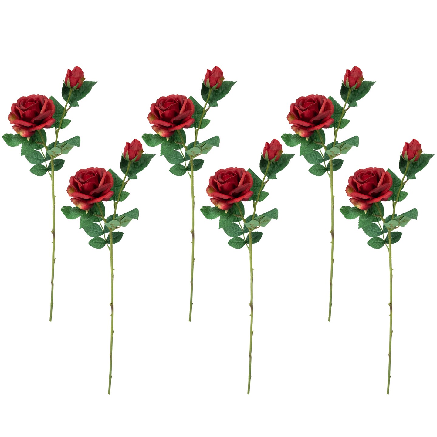 Northlight Real Touch™ Red Artificial Rose Stems, Set of 6 - 26"