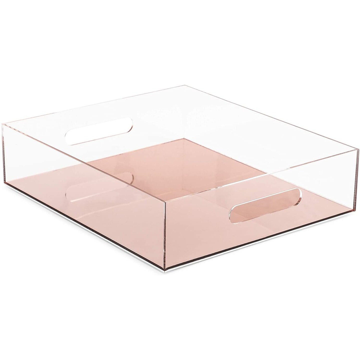 Rose Gold Acrylic Letter Tray, Clear Office Desk Organizer for Files,  Documents, Paper Storage (10.5 x 12 x 3 In)