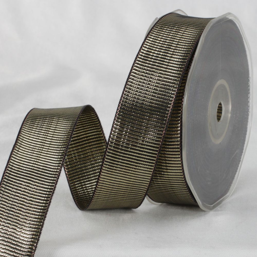 The Ribbon People Black and Gold Colored Striped Craft Ribbon 1" x 22 Yards